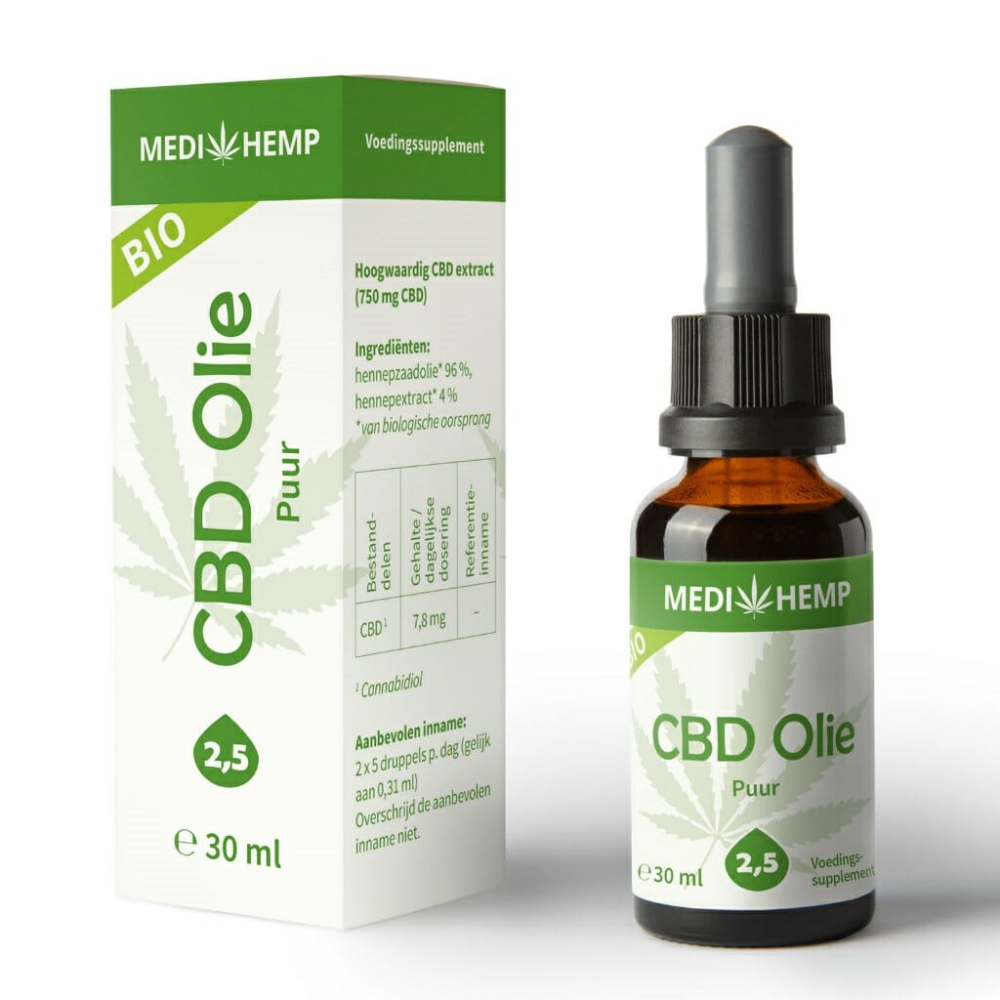 CBD olie 2,5 procent MediHemp 30ml PUUR